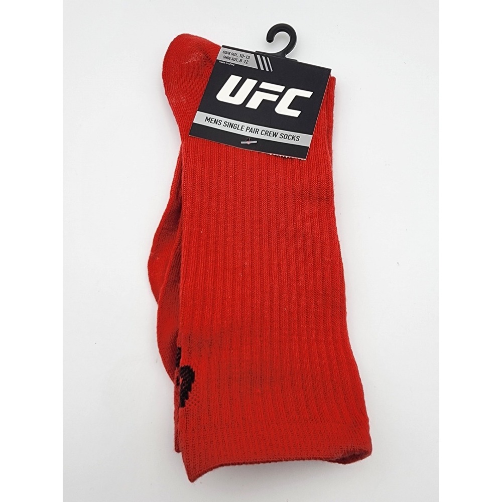 UFC Adult Mens Size 6-12 Red Crew Socks 1 PAIR‎ NEW